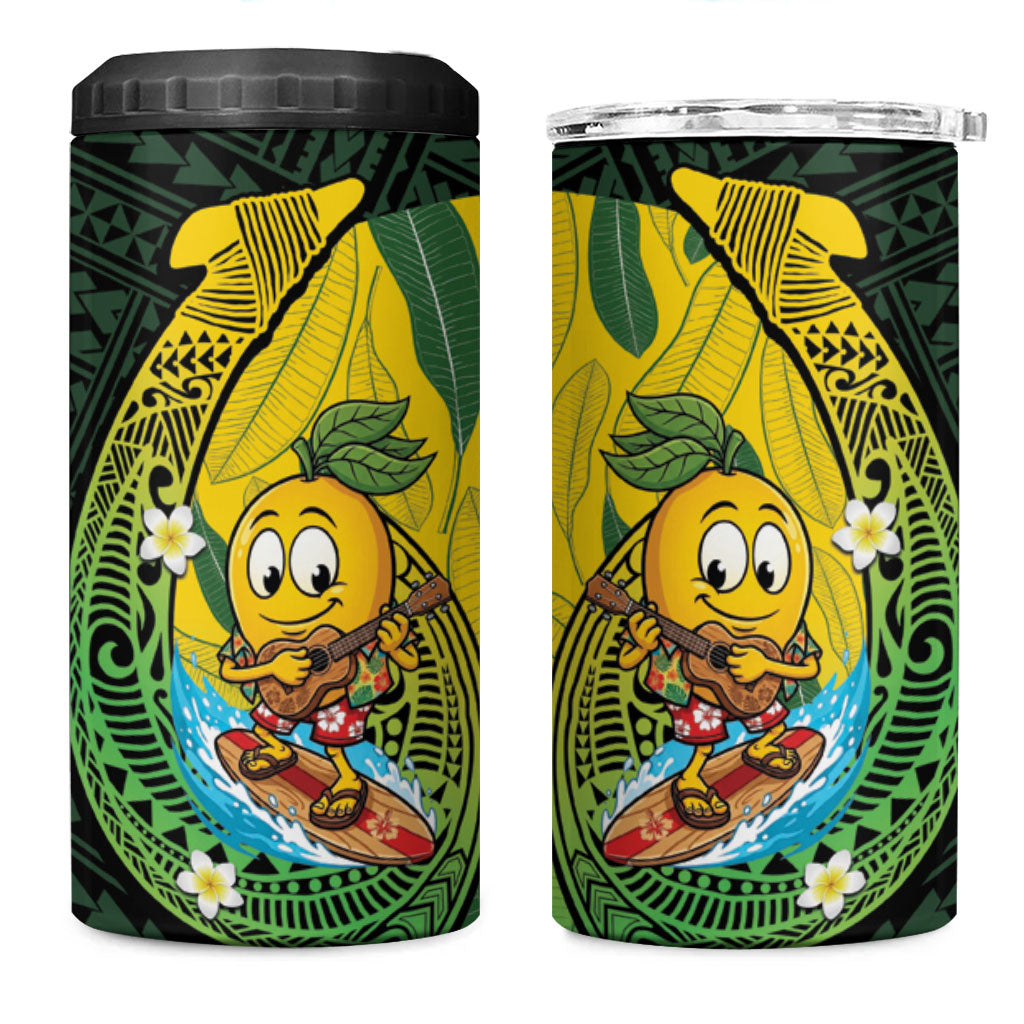 Hawaii Surfing Mango 4 in 1 Can Cooler Tumbler Manako Polynesian Fish Hook