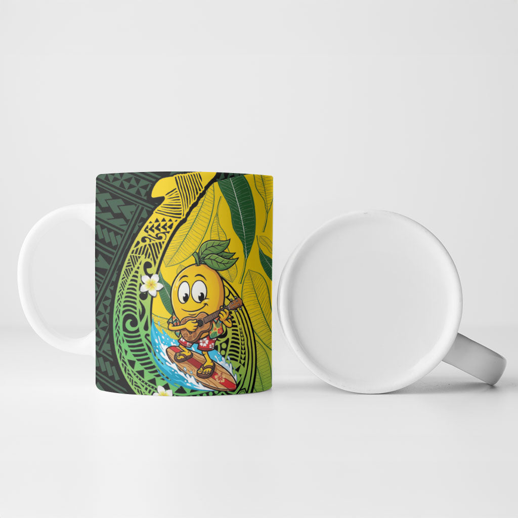 Hawaii Surfing Mango Ceramic Mug Manako Polynesian Fish Hook