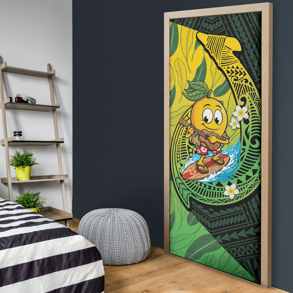 Hawaii Surfing Mango Door Cover Manako Polynesian Fish Hook