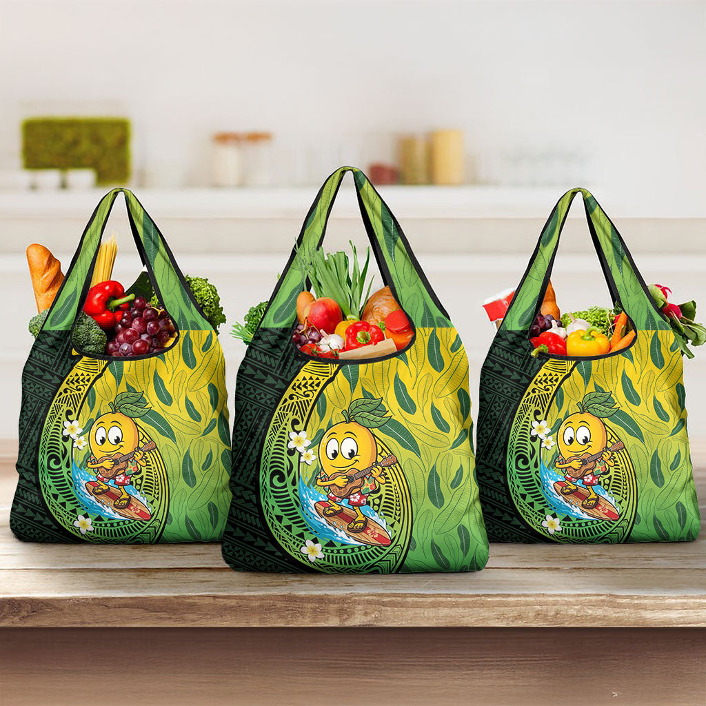 Hawaii Surfing Mango Grocery Bag Manako Polynesian Fish Hook