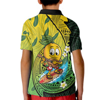 Hawaii Surfing Mango Kid Polo Shirt Manako Polynesian Fish Hook