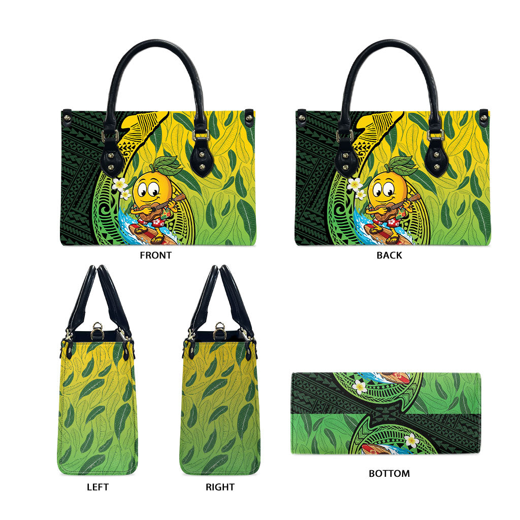 Hawaii Surfing Mango Leather Bag Manako Polynesian Fish Hook