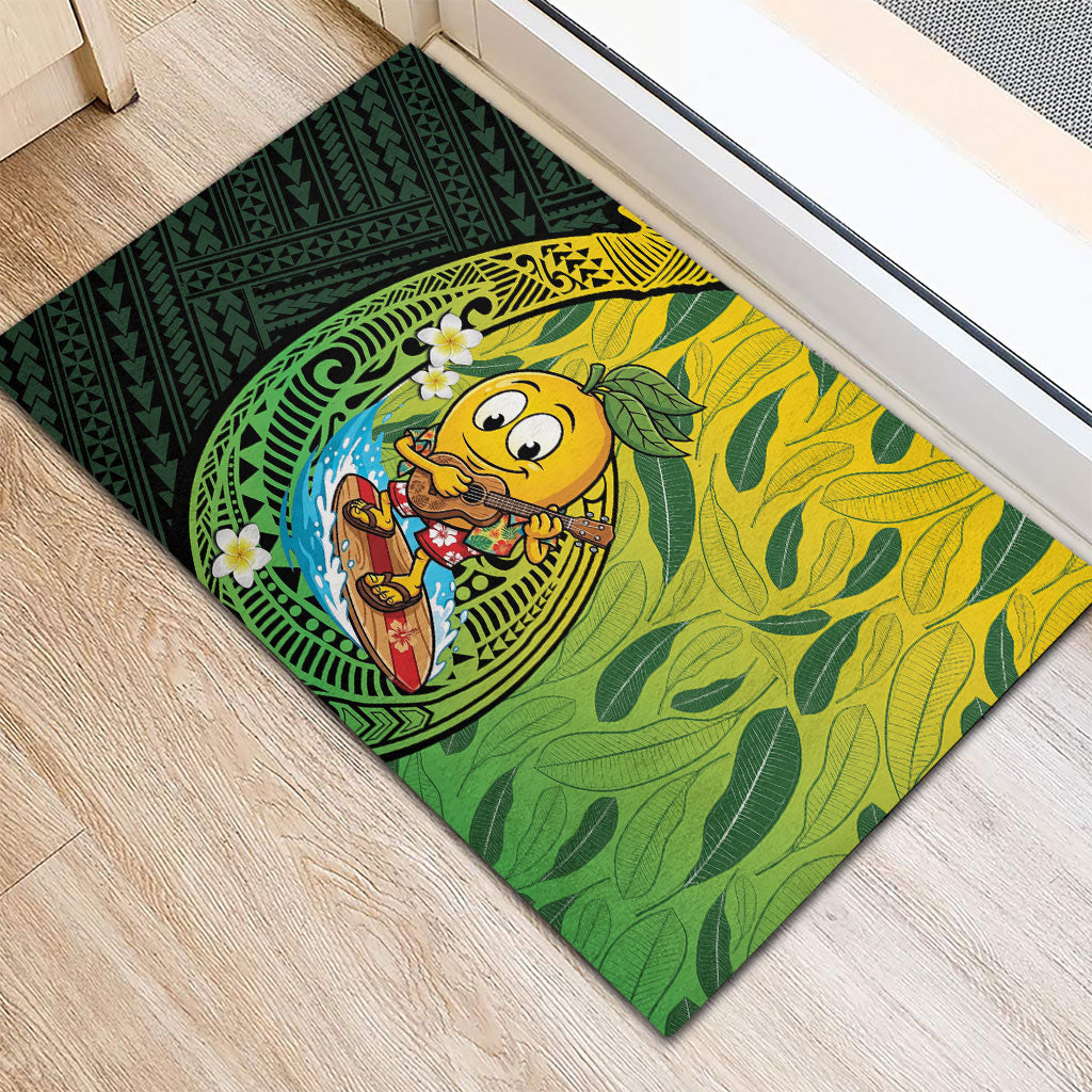Hawaii Surfing Mango Rubber Doormat Manako Polynesian Fish Hook