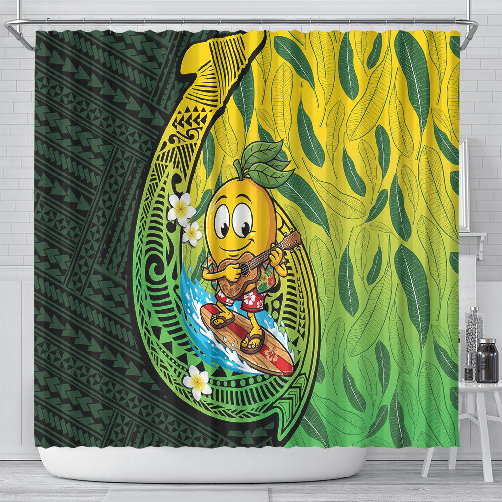Hawaii Surfing Mango Shower Curtain Manako Polynesian Fish Hook