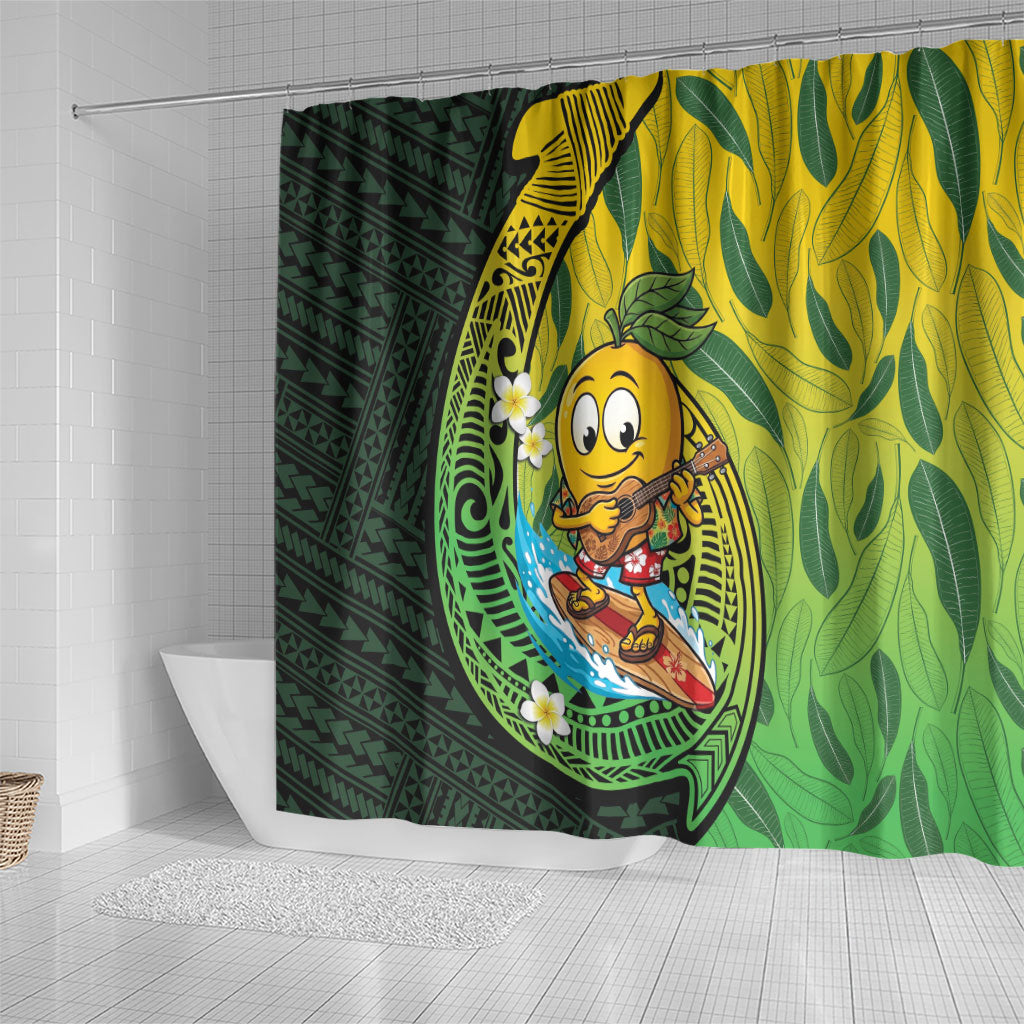 Hawaii Surfing Mango Shower Curtain Manako Polynesian Fish Hook
