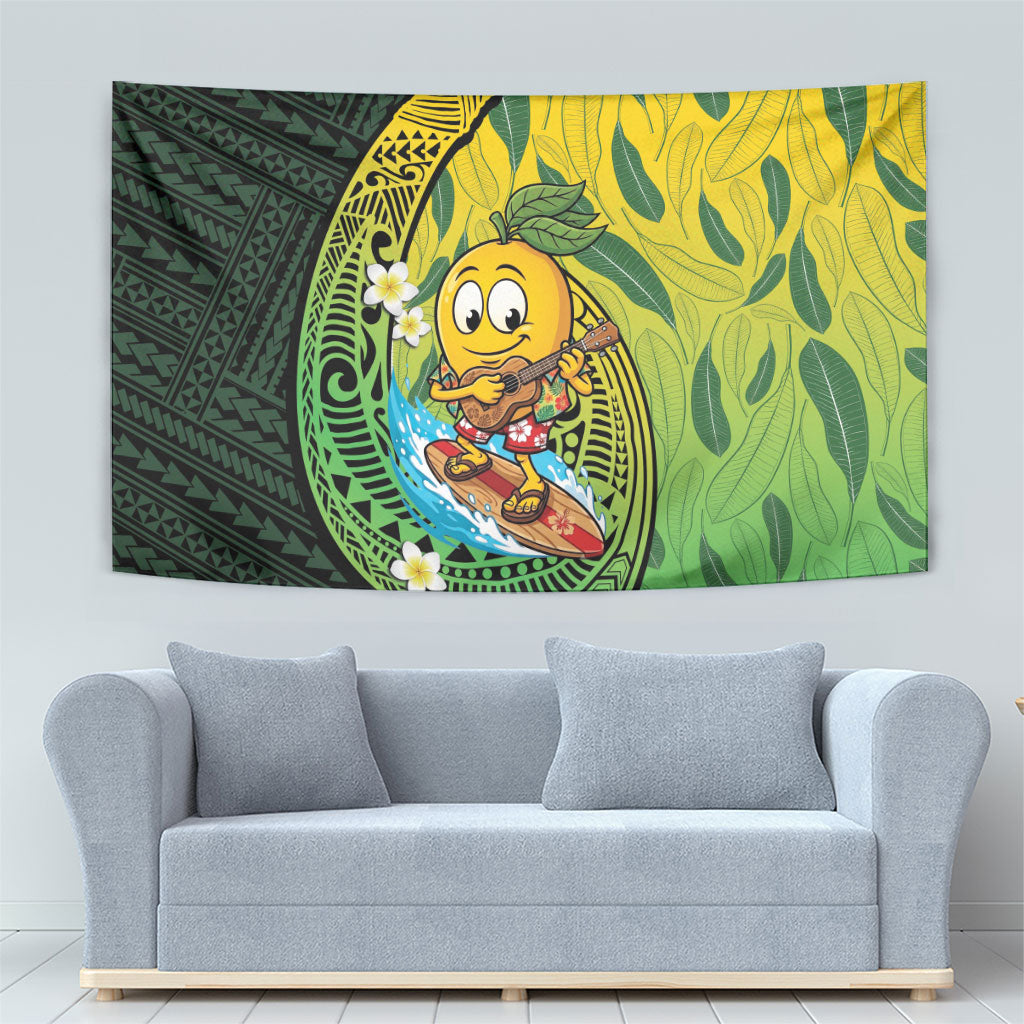 Hawaii Surfing Mango Tapestry Manako Polynesian Fish Hook