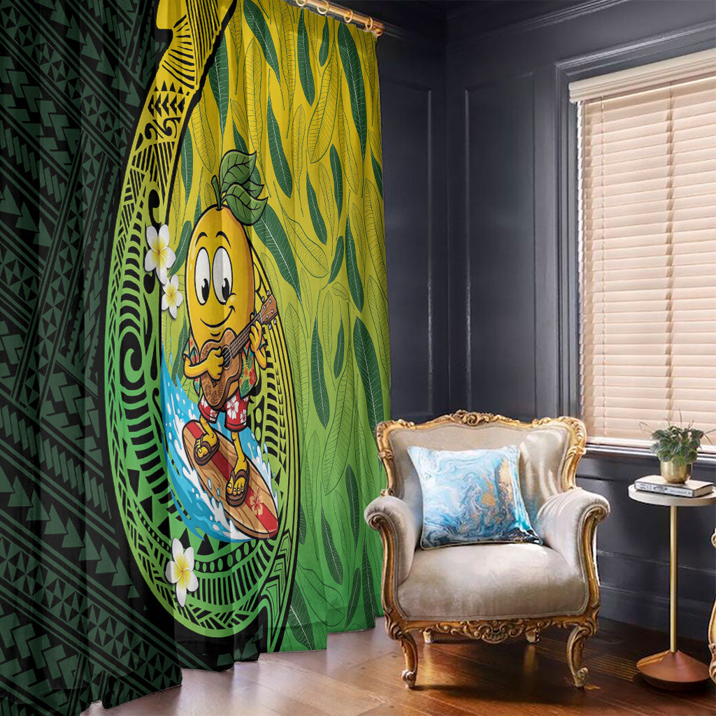 Hawaii Surfing Mango Window Curtain Manako Polynesian Fish Hook