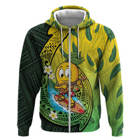 Hawaii Surfing Mango Zip Hoodie Manako Polynesian Fish Hook