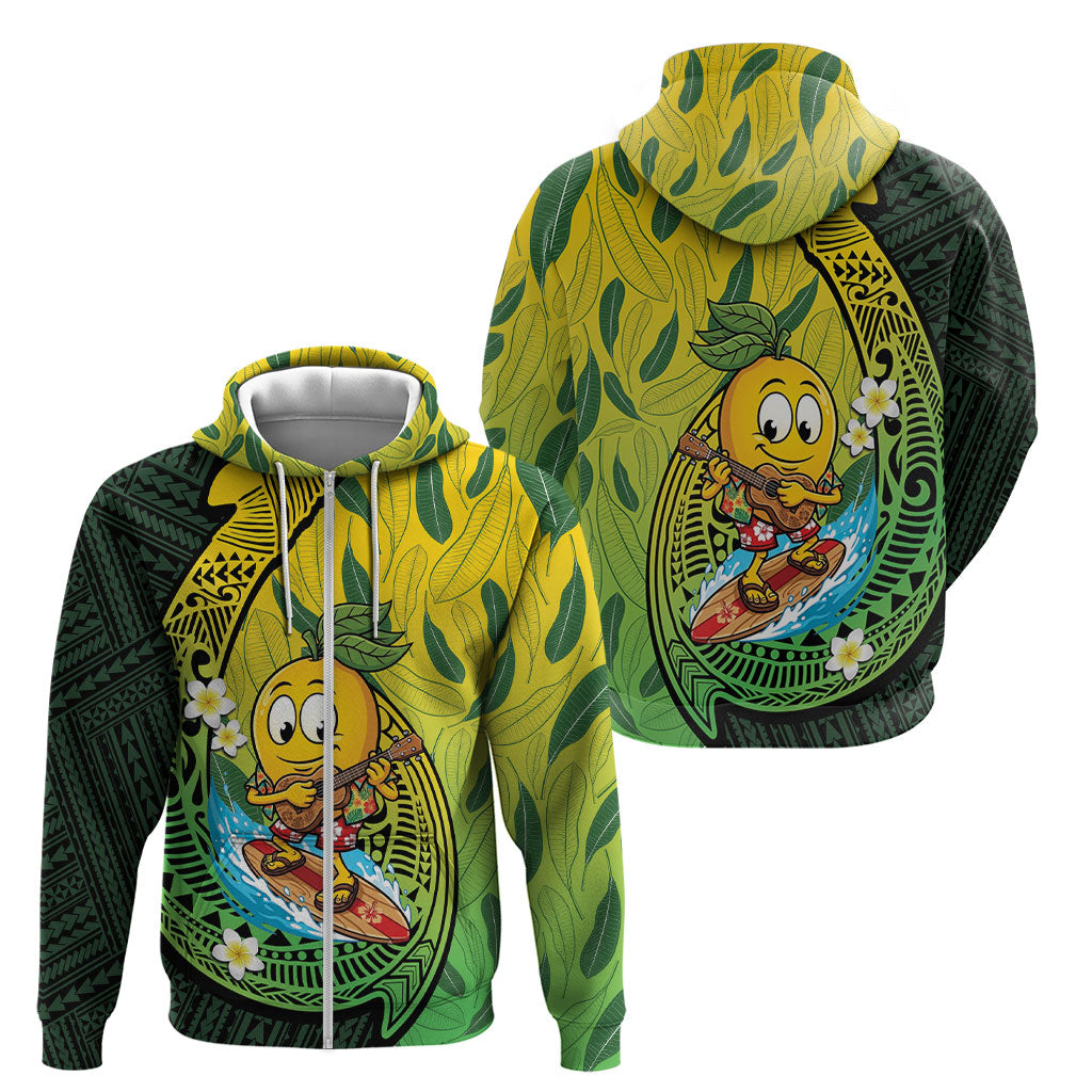 Hawaii Surfing Mango Zip Hoodie Manako Polynesian Fish Hook