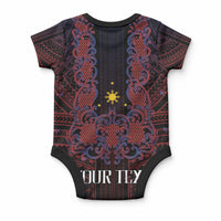 Filipino Barong Tagalog Inspired Personalised Baby Onesie Mabuhay Philippines Festival Polynesian Pattern
