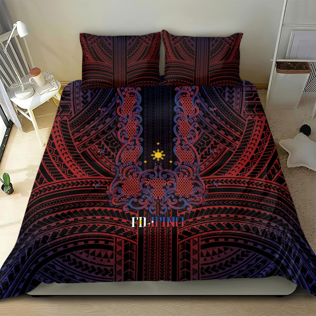 Filipino Barong Tagalog Inspired Bedding Set Mabuhay Philippines Festival Polynesian Pattern