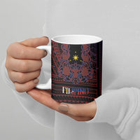 Filipino Barong Tagalog Inspired Personalised Ceramic Mug Mabuhay Philippines Festival Polynesian Pattern