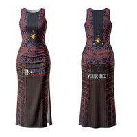 Filipino Barong Tagalog Inspired Personalised Couples Matching Tank Maxi Dress and Hawaiian Shirt Mabuhay Philippines Festival Polynesian Pattern