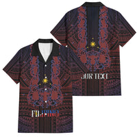 Filipino Barong Tagalog Inspired Personalised Family Matching Off Shoulder Maxi Dress and Hawaiian Shirt Mabuhay Philippines Festival Polynesian Pattern