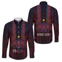 Filipino Barong Tagalog Inspired Personalised Family Matching Off Shoulder Short Dress and Hawaiian Shirt Mabuhay Philippines Festival Polynesian Pattern