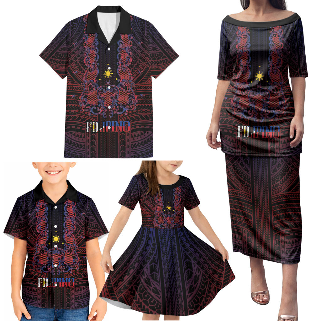 Filipino Barong Tagalog Inspired Personalised Family Matching Puletasi and Hawaiian Shirt Mabuhay Philippines Festival Polynesian Pattern LT14 - Polynesian Pride