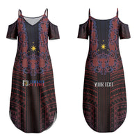 Filipino Barong Tagalog Inspired Personalised Family Matching Summer Maxi Dress and Hawaiian Shirt Mabuhay Philippines Festival Polynesian Pattern