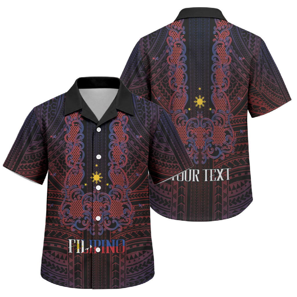 Filipino Barong Tagalog Inspired Personalised Family Matching Summer Maxi Dress and Hawaiian Shirt Mabuhay Philippines Festival Polynesian Pattern