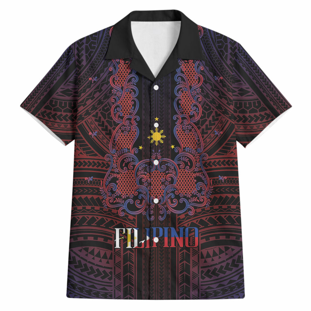 Filipino Barong Tagalog Inspired Personalised Hawaiian Shirt Mabuhay Philippines Festival Polynesian Pattern