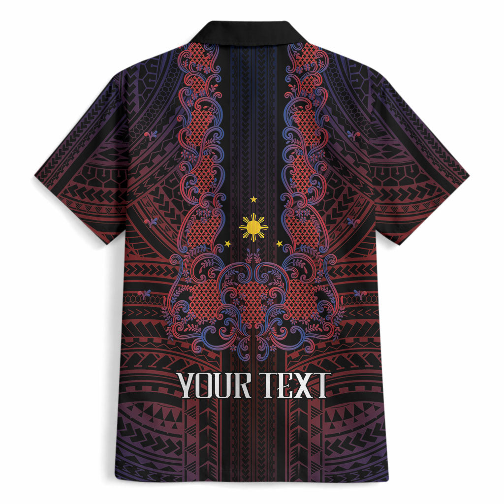 Filipino Barong Tagalog Inspired Personalised Hawaiian Shirt Mabuhay Philippines Festival Polynesian Pattern
