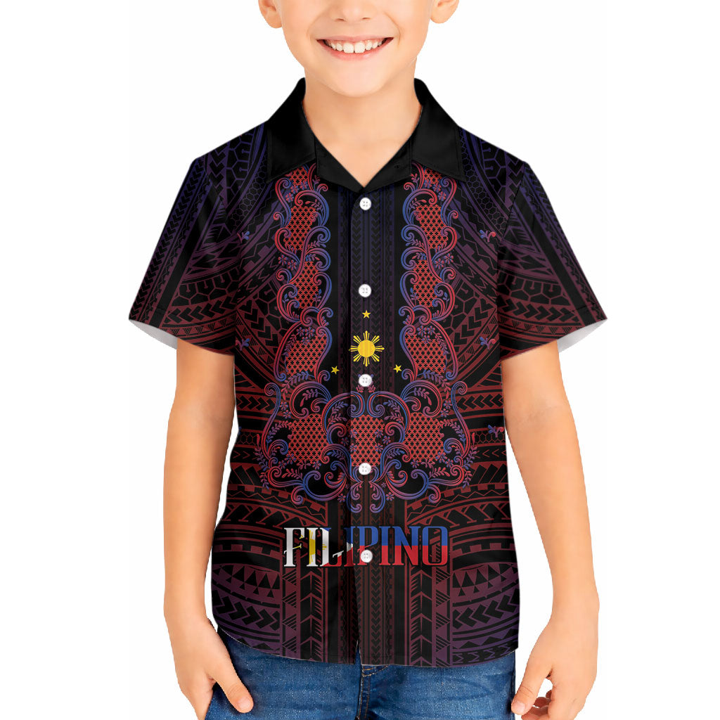 Filipino Barong Tagalog Inspired Personalised Hawaiian Shirt Mabuhay Philippines Festival Polynesian Pattern
