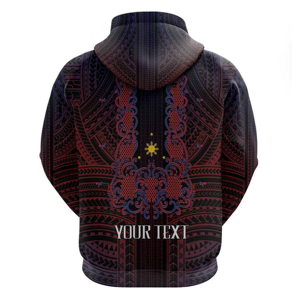 Filipino Barong Tagalog Inspired Personalised Hoodie Mabuhay Philippines Festival Polynesian Pattern