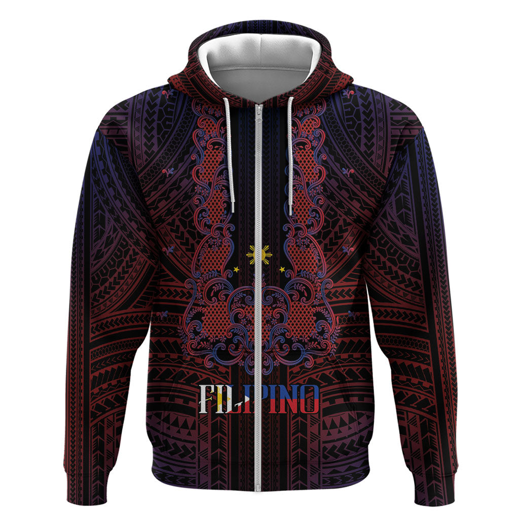 Filipino Barong Tagalog Inspired Personalised Hoodie Mabuhay Philippines Festival Polynesian Pattern