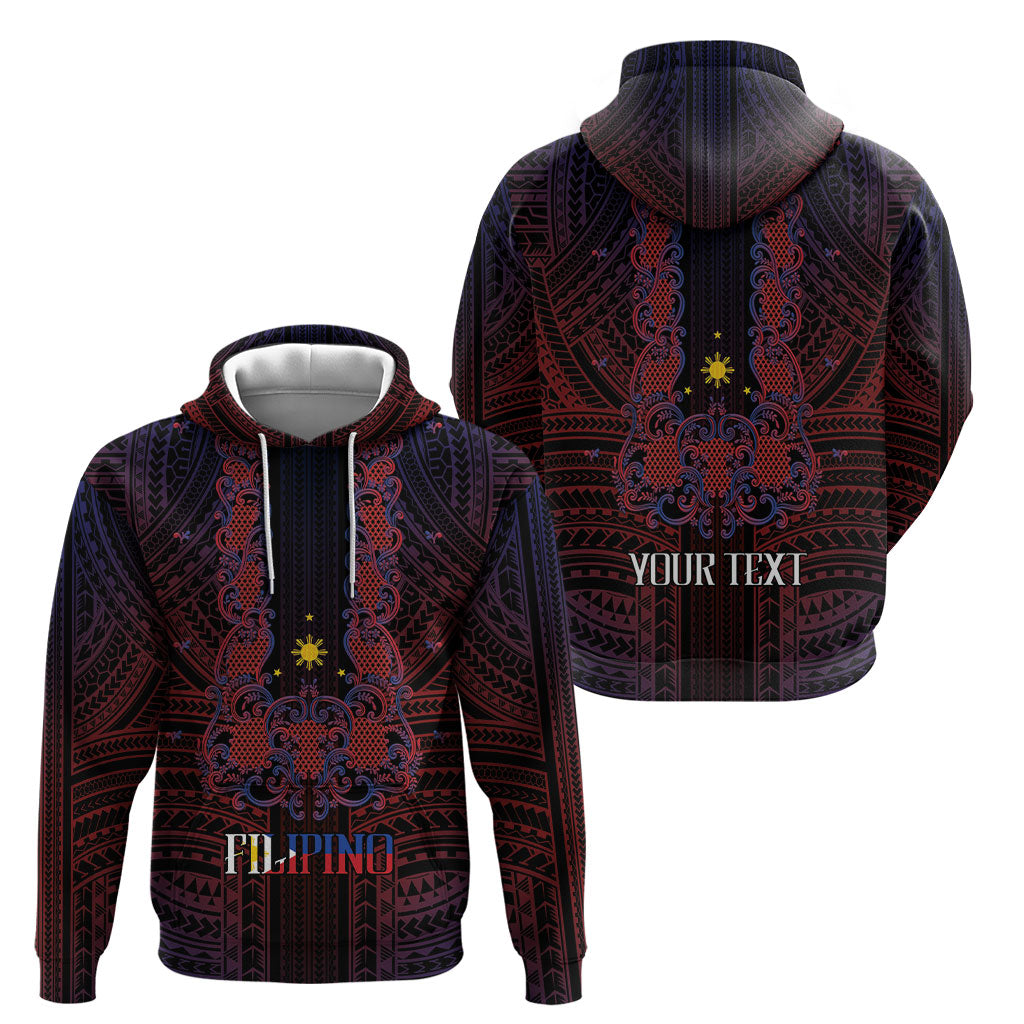 Filipino Barong Tagalog Inspired Personalised Hoodie Mabuhay Philippines Festival Polynesian Pattern