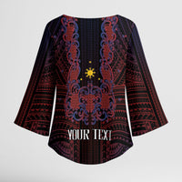 Filipino Barong Tagalog Inspired Personalised Kimono Sleeve Blouse Mabuhay Philippines Festival Polynesian Pattern