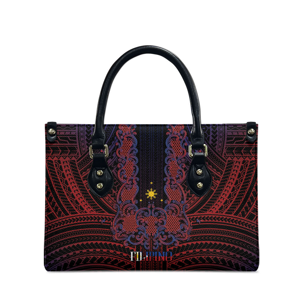 Filipino Barong Tagalog Inspired Leather Bag Mabuhay Philippines Festival Polynesian Pattern
