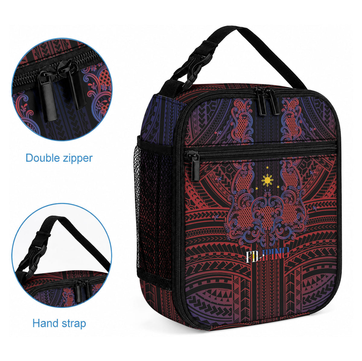 Filipino Barong Tagalog Inspired Lunch Bag Mabuhay Philippines Festival Polynesian Pattern