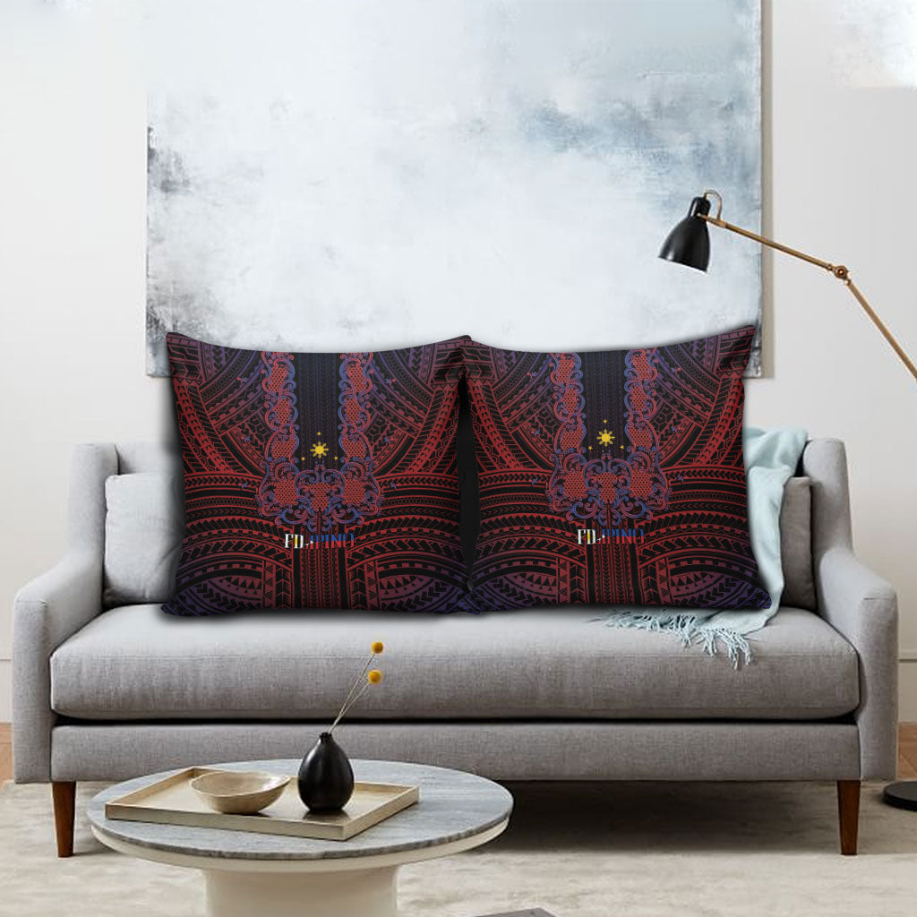 Filipino Barong Tagalog Inspired Pillow Cover Mabuhay Philippines Festival Polynesian Pattern