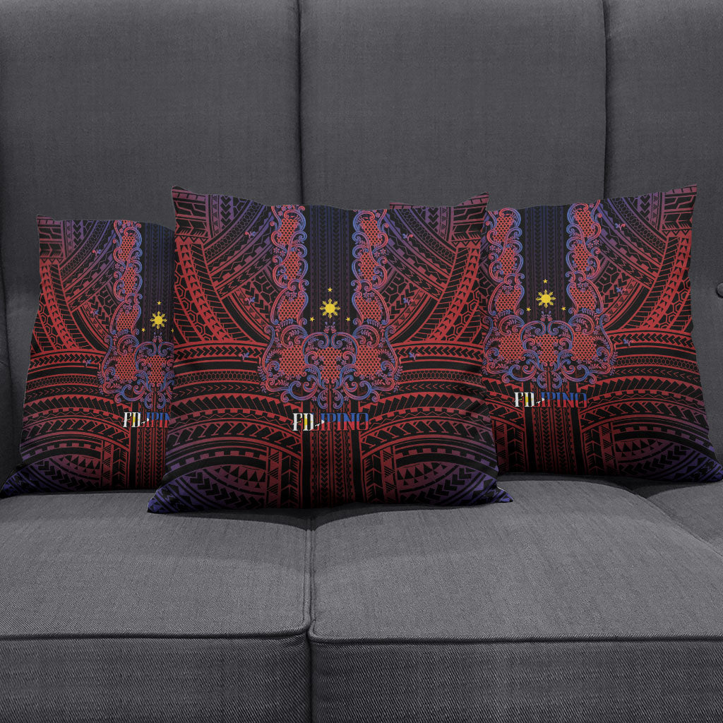 Filipino Barong Tagalog Inspired Pillow Cover Mabuhay Philippines Festival Polynesian Pattern