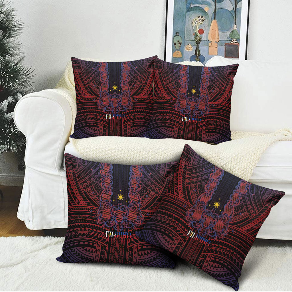 Filipino Barong Tagalog Inspired Pillow Cover Mabuhay Philippines Festival Polynesian Pattern