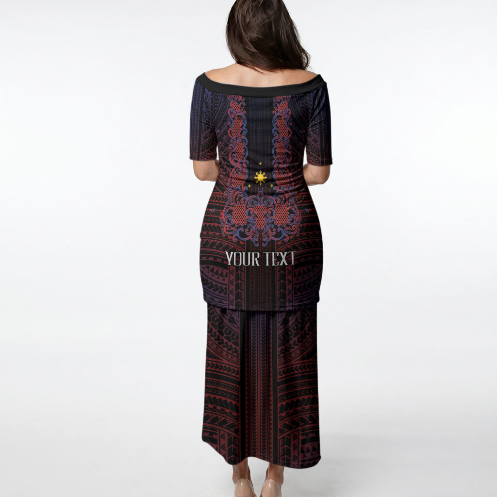 Filipino Barong Tagalog Inspired Personalised Puletasi Mabuhay Philippines Festival Polynesian Pattern