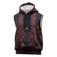 Filipino Barong Tagalog Inspired Personalised Sleeveless Zip Hoodie Mabuhay Philippines Festival Polynesian Pattern