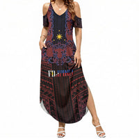 Filipino Barong Tagalog Inspired Personalised Summer Maxi Dress Mabuhay Philippines Festival Polynesian Pattern