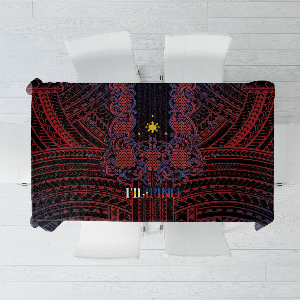 Filipino Barong Tagalog Inspired Tablecloth Mabuhay Philippines Festival Polynesian Pattern