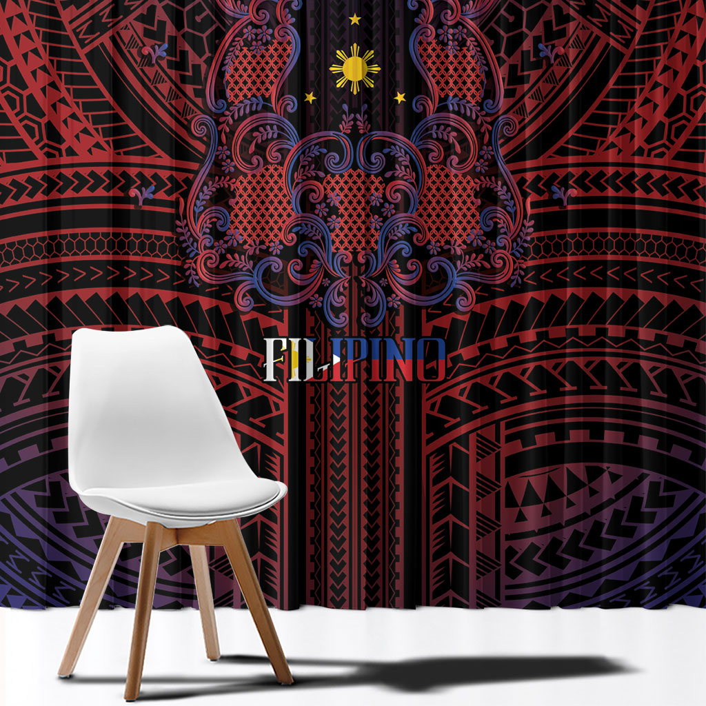 Filipino Barong Tagalog Inspired Window Curtain Mabuhay Philippines Festival Polynesian Pattern