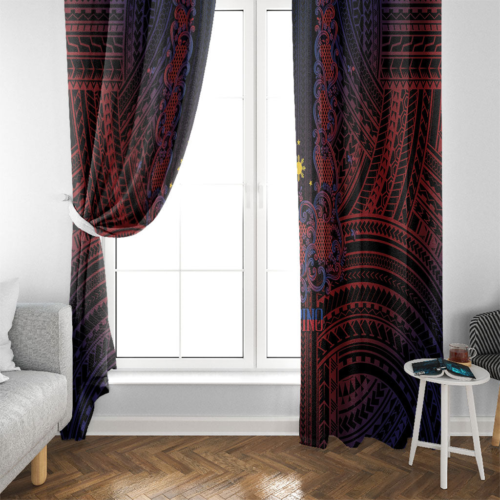 Filipino Barong Tagalog Inspired Window Curtain Mabuhay Philippines Festival Polynesian Pattern