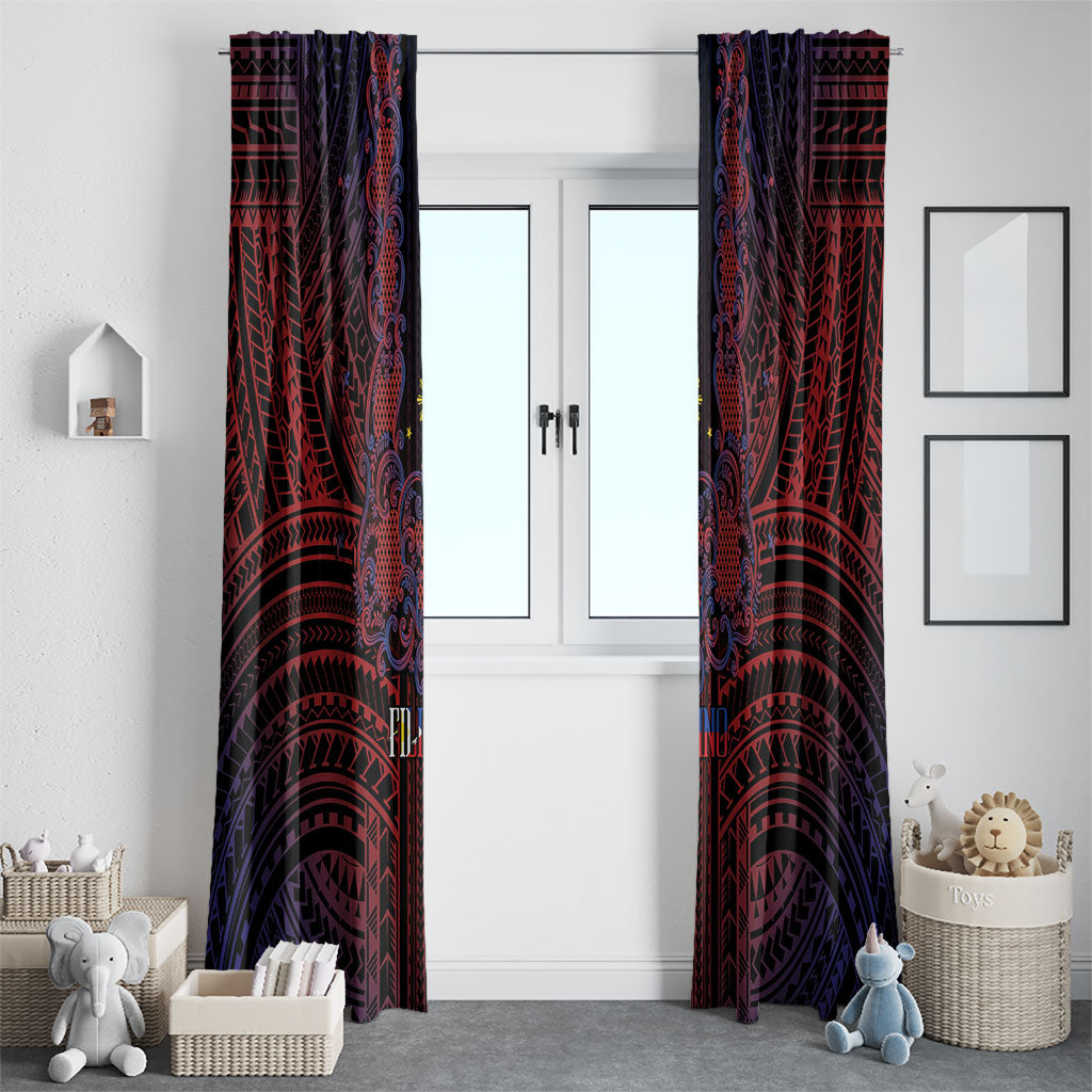 Filipino Barong Tagalog Inspired Window Curtain Mabuhay Philippines Festival Polynesian Pattern