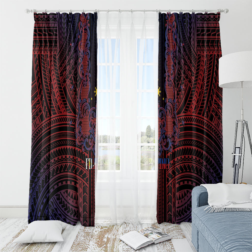 Filipino Barong Tagalog Inspired Window Curtain Mabuhay Philippines Festival Polynesian Pattern