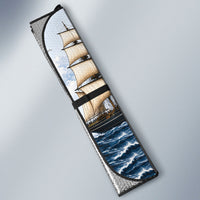 Personalised New Zealand Pakeha Auto Sun Shade Kiwi Silver Fern and Sailing Ship Compass