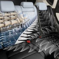 Personalised New Zealand Pakeha Back Car Seat Cover Kiwi Silver Fern and Sailing Ship Compass