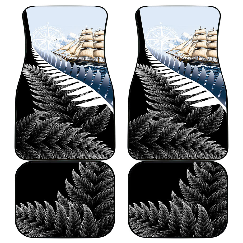 New Zealand Pakeha Car Mats Kiwi Silver Fern and Sailing Ship Compass