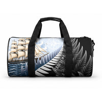 Personalised New Zealand Pakeha Duffle Bag Kiwi Silver Fern and Sailing Ship Compass