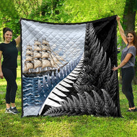 Personalised New Zealand Pakeha Quilt Kiwi Silver Fern and Sailing Ship Compass