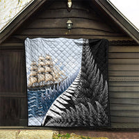 Personalised New Zealand Pakeha Quilt Kiwi Silver Fern and Sailing Ship Compass