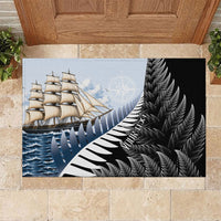 Personalised New Zealand Pakeha Rubber Doormat Kiwi Silver Fern and Sailing Ship Compass