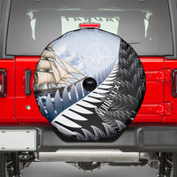Personalised New Zealand Pakeha Spare Tire Cover Kiwi Silver Fern and Sailing Ship Compass